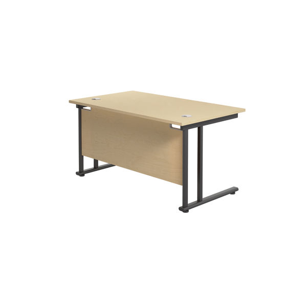 Jemini Rectangular Double Upright Cantilever Desk 1400x800x730mm Maple/Black KF819486