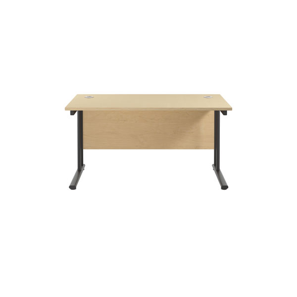 Jemini Rectangular Double Upright Cantilever Desk 1400x800x730mm Maple/Black KF819486