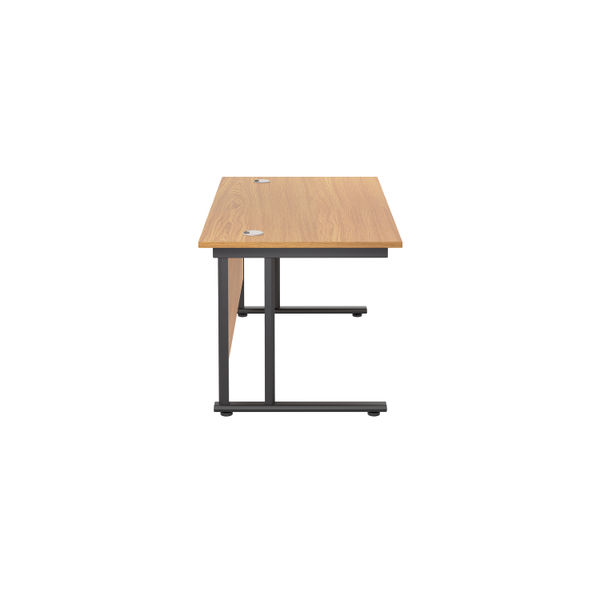 Jemini Rectangular Double Upright Cantilever Desk 1400x800x730mm Nova Oak/Black KF819622