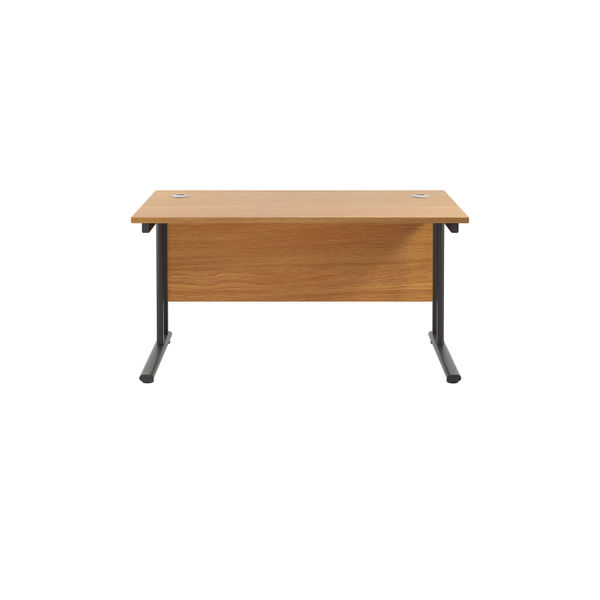 Jemini Rectangular Double Upright Cantilever Desk 1400x800x730mm Nova Oak/Black KF819622