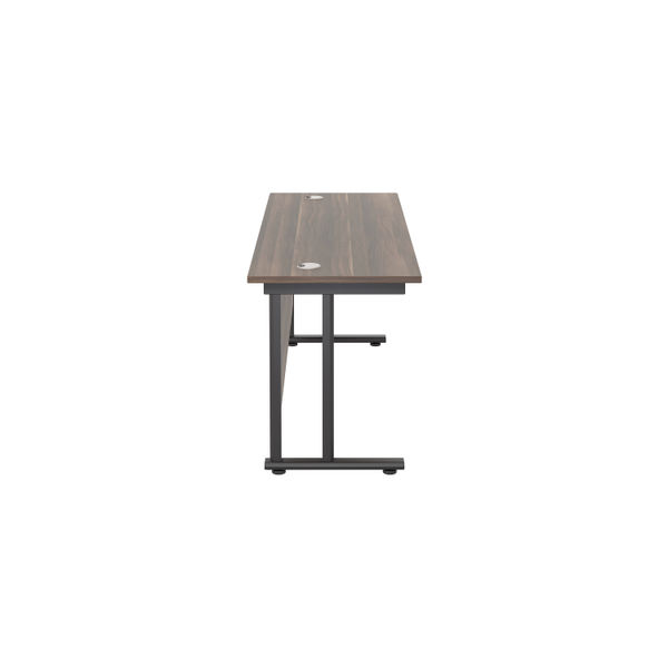 Jemini Rectangular Double Upright Cantilever Desk 1600x600mm Dark Walnut/Black KF819837