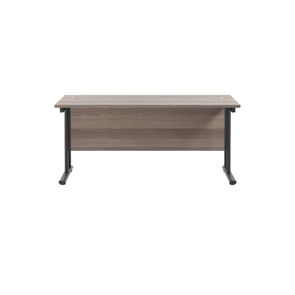 Jemini Rectangular Double Upright Cantilever Desk 1600x600mm Grey Oak/Black KF820093