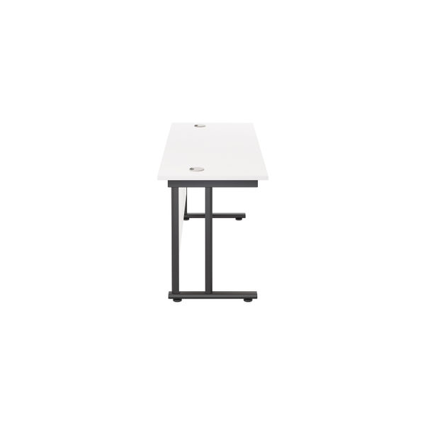 Jemini Rectangular Double Upright Cantilever Desk 1600x600mm White/Black KF820123