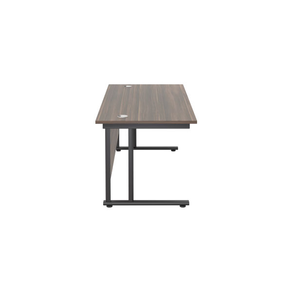 Jemini Rectangular Double Upright Cantilever Desk 1600x800mm Dark Walnut/Black KF820147