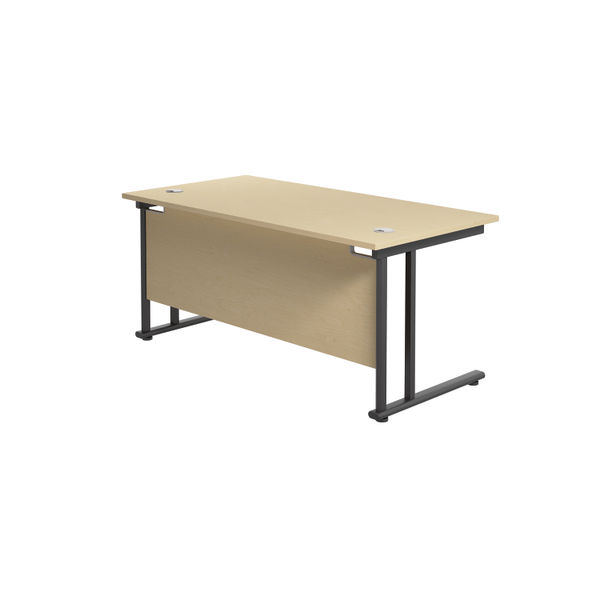 Jemini Rectangular Double Upright Cantilever Desk 1600x800mm Maple/Black KF820161