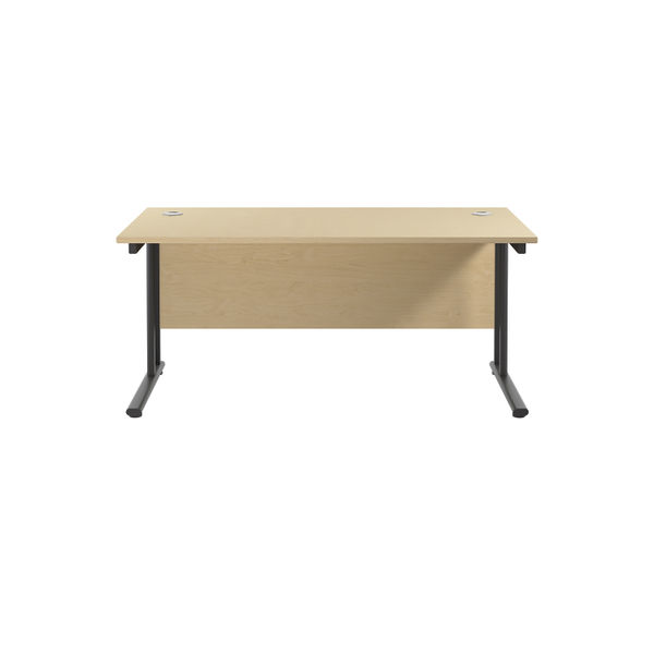 Jemini Rectangular Double Upright Cantilever Desk 1600x800mm Maple/Black KF820161