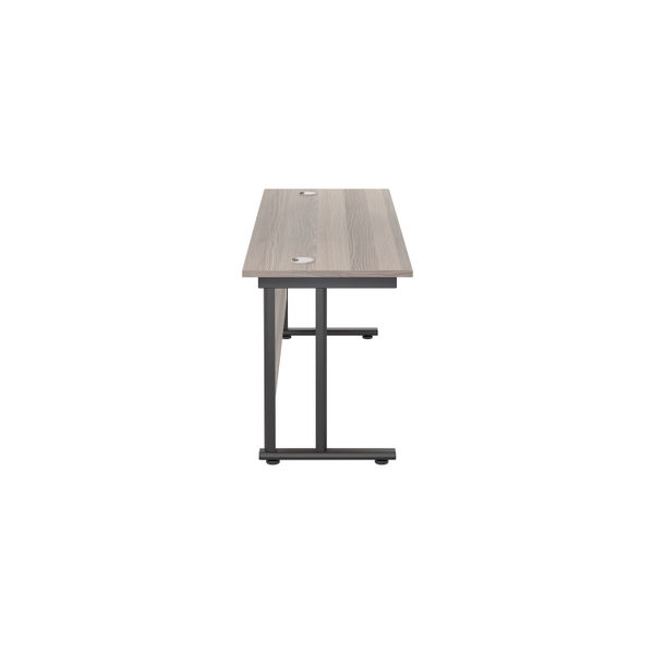 Jemini Rectangular Double Upright Cantilever Desk 1800x600x730mm Grey Oak/Black KF820215