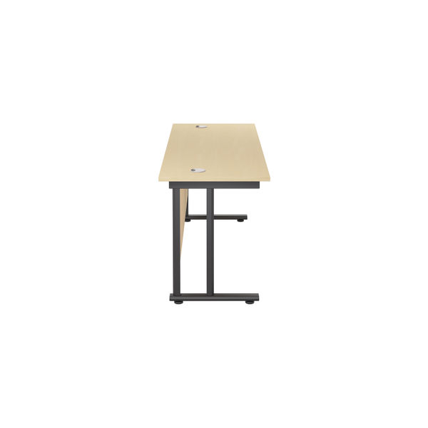 Jemini Rectangular Double Upright Cantilever Desk 1800x600x730mm Maple/Black KF820222