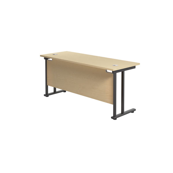 Jemini Rectangular Double Upright Cantilever Desk 1800x600x730mm Maple/Black KF820222