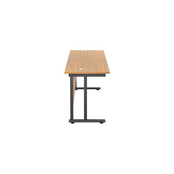 Jemini Rectangular Double Upright Cantilever Desk 1800x600x730mm Nova Oak/Black KF820239