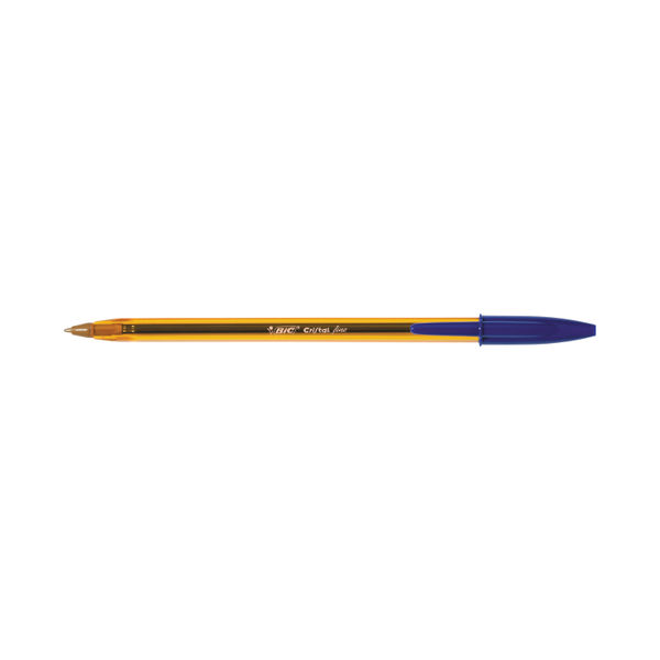 BIC Fine Blue Cristal Transparent Ballpoint Pens, Pack of 50 - BC13447