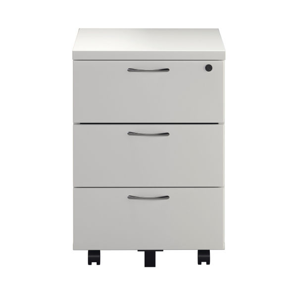 Jemini 3 Drawer Mobile Pedestal 400x500x595mm White KF74148