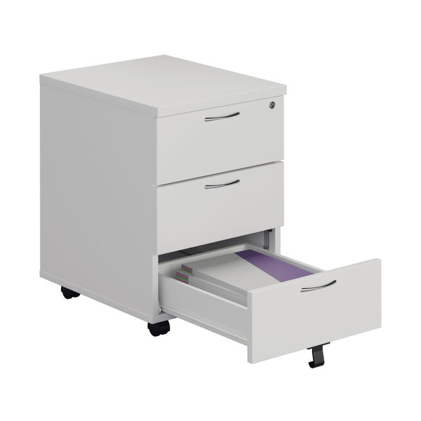 Jemini 3 Drawer Mobile Pedestal 400x500x595mm White KF74148