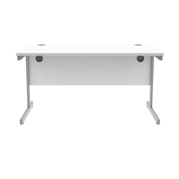 Astin Rectangular Single Upright Cantilever Desk 1400x800x730mm Arctic White/Silver KF803557