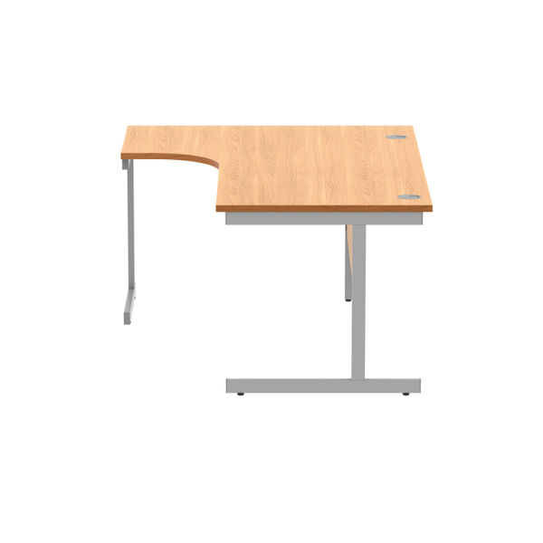 Polaris Left Hand Radial SU Cantilever Desk 1600x1200x730mm Norwegian Beech/Silver KF821380