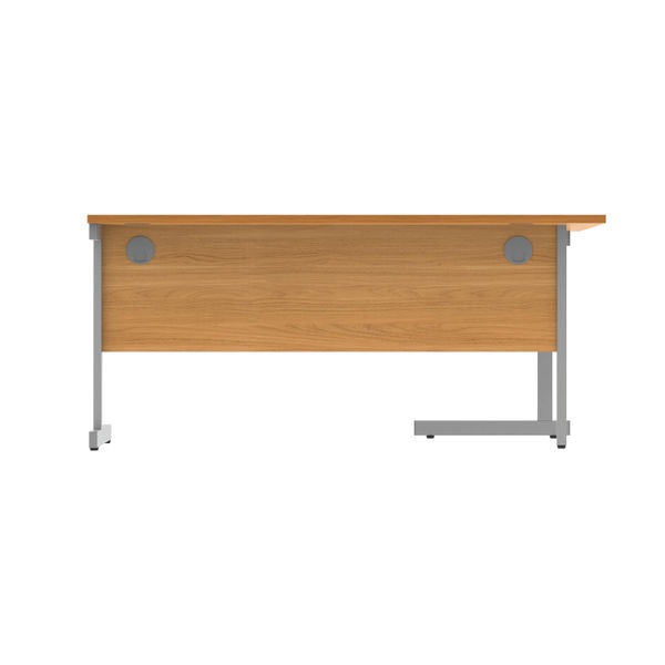 Polaris Left Hand Radial SU Cantilever Desk 1600x1200x730mm Norwegian Beech/Silver KF821380