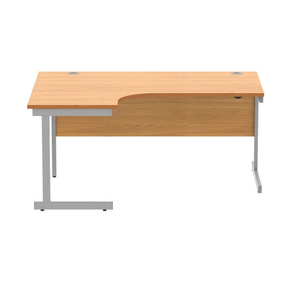 Polaris Left Hand Radial SU Cantilever Desk 1600x1200x730mm Norwegian Beech/Silver KF821380