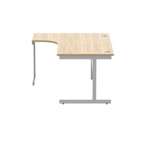 Polaris Left Hand Radial Single Upright Cantilever Desk 1600x1200x730mm Canadian Oak/Silver KF821420