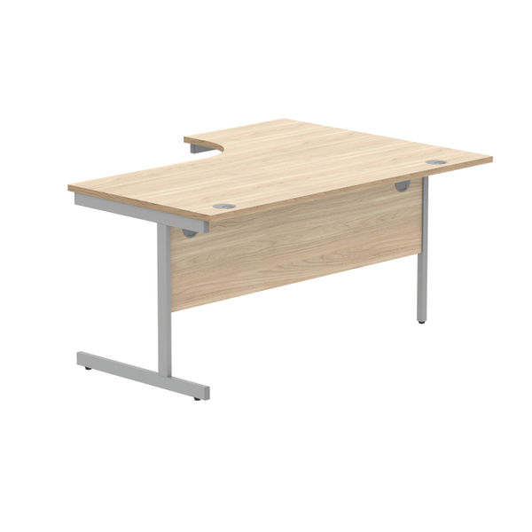 Polaris Left Hand Radial Single Upright Cantilever Desk 1600x1200x730mm Canadian Oak/Silver KF821420