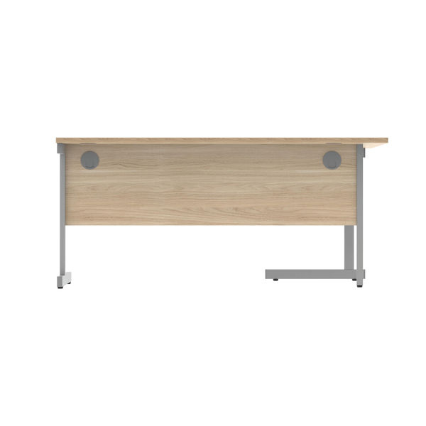 Polaris Left Hand Radial Single Upright Cantilever Desk 1600x1200x730mm Canadian Oak/Silver KF821420