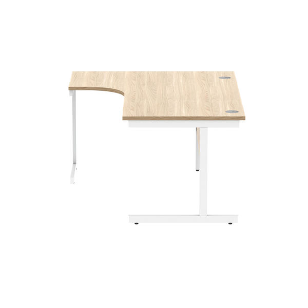 Polaris Left Hand Radial Single Upright Cantilever Desk 1600x1200x730mm Canadian Oak/White KF821440