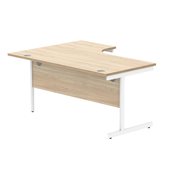 Polaris Right Hand Radial Single Upright Cantilever Desk 1600x1200x730mm Canadian Oak/White KF821450