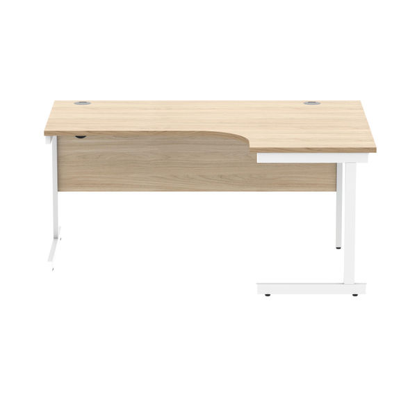 Polaris Right Hand Radial Single Upright Cantilever Desk 1600x1200x730mm Canadian Oak/White KF821450