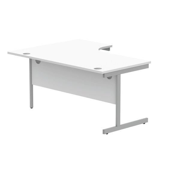 Polaris Right Hand Radial SU Cantilever Desk 1600x1200x730mm Arctic White/Silver KF821470