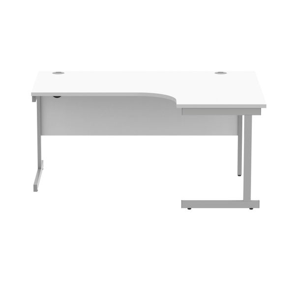 Polaris Right Hand Radial SU Cantilever Desk 1600x1200x730mm Arctic White/Silver KF821470