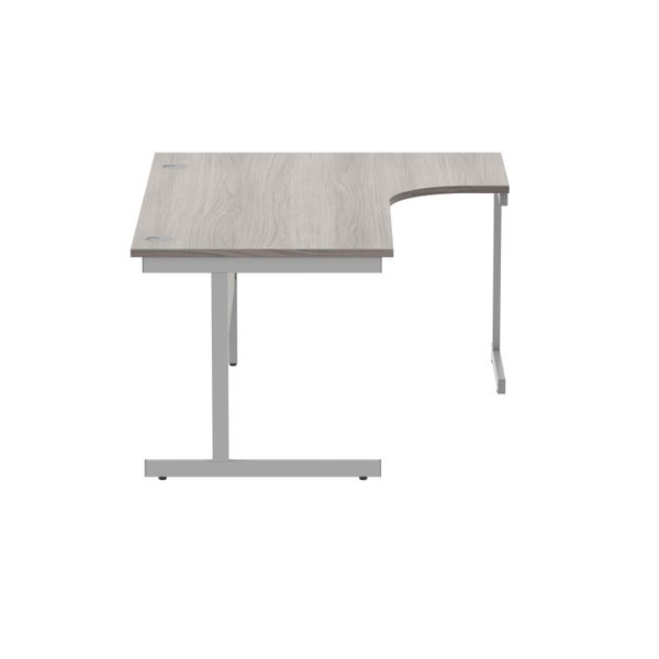 Polaris Right Hand Radial SU Cantilever Desk 1600x1200x730mm Alaskan Grey Oak/Silver KF821510