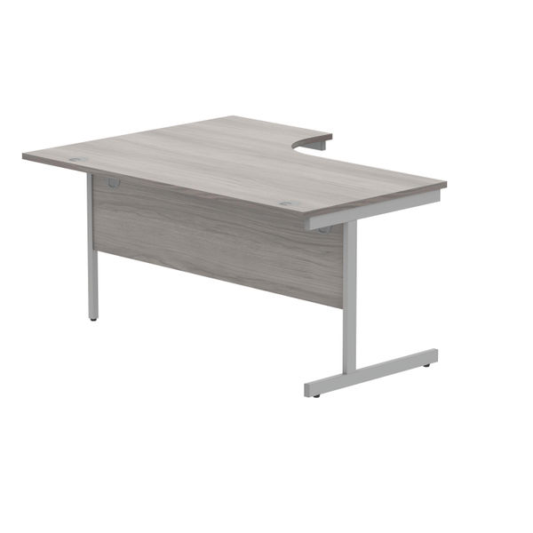 Polaris Right Hand Radial SU Cantilever Desk 1600x1200x730mm Alaskan Grey Oak/Silver KF821510