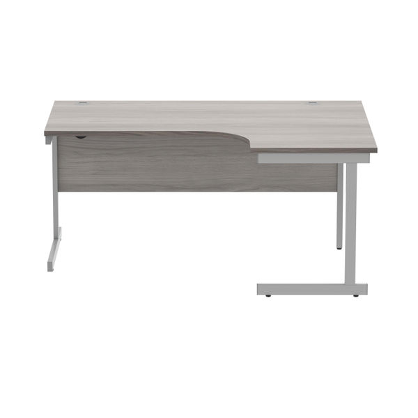 Polaris Right Hand Radial SU Cantilever Desk 1600x1200x730mm Alaskan Grey Oak/Silver KF821510