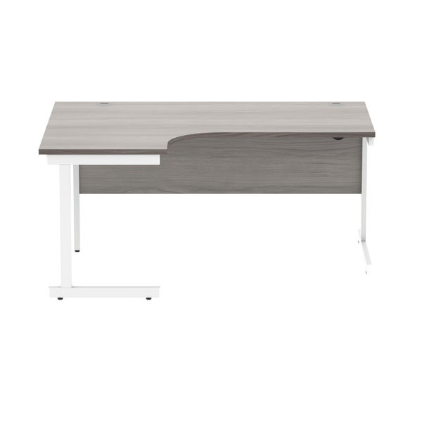 Polaris Left Hand Radial SU Cantilever Desk 1600x1200x730mm Alaskan Grey Oak/White KF821520