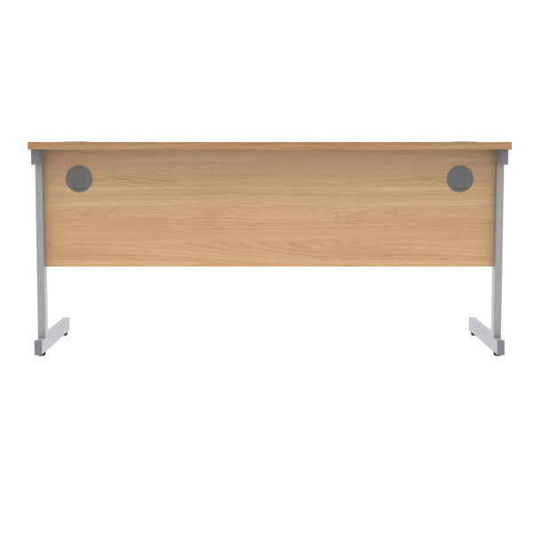 Polaris Rectangular Single Upright Cantilever Desk 1600x600x730mm Norwegian Beech/Silver KF821560
