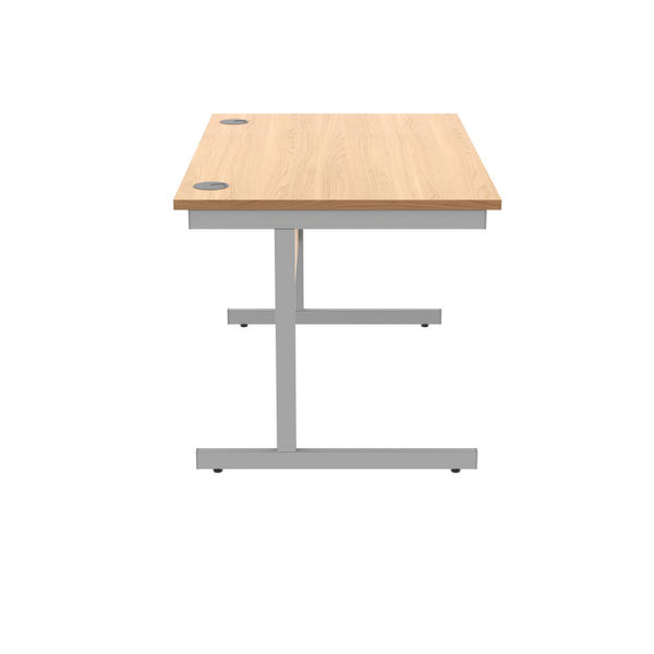 Polaris Rectangular Single Upright Cantilever Desk 1200x800x730mm Norwegian Beech/Silver KF821570