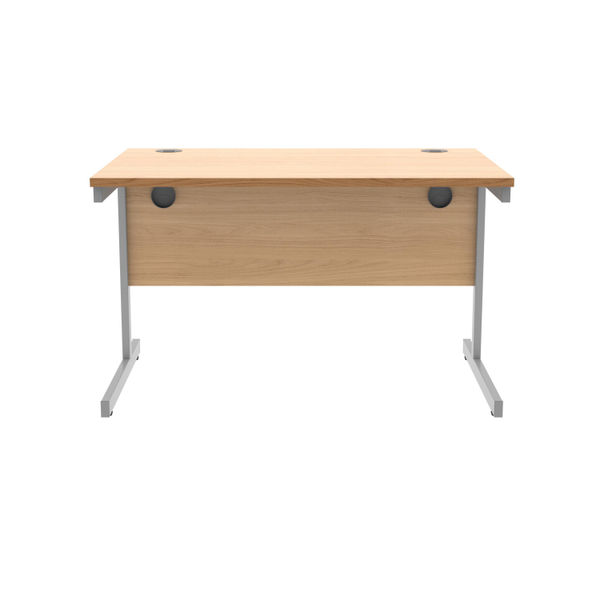 Polaris Rectangular Single Upright Cantilever Desk 1200x800x730mm Norwegian Beech/Silver KF821570
