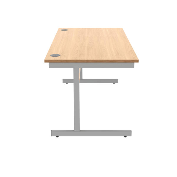 Polaris Rectangular Single Upright Cantilever Desk 1600x800x730mm Norwegian Beech/Silver KF821590