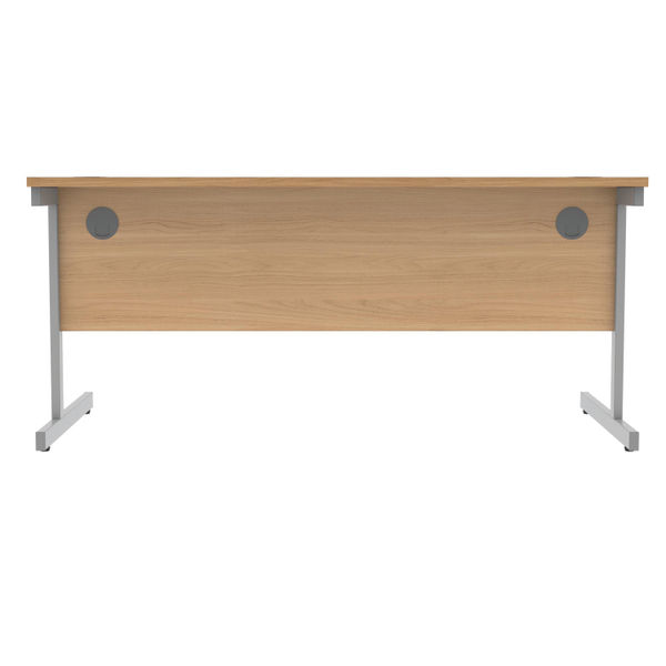 Polaris Rectangular Single Upright Cantilever Desk 1600x800x730mm Norwegian Beech/Silver KF821590