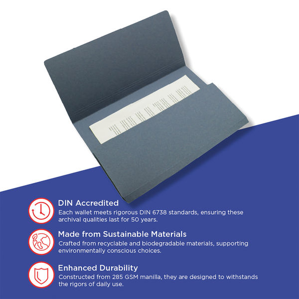 Exacompta Guildhall Document Wallet Foolscap Blue (Pack of 50) GDW1-BLU