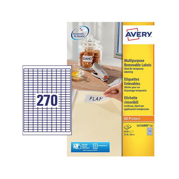 Avery 17.8 x 10mm White Mini Laser Label (Pack of 6750) - L4730REV-25