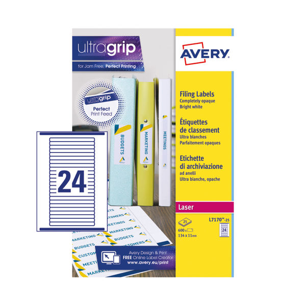 Avery Laser Eurofolio Label 134x11mm White (Pack of 600) L7170-25