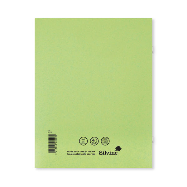 Silvine Exercise Book Ruled 229x178mm Green (Pack of 10) EX102