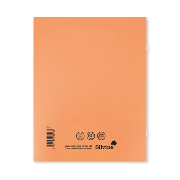 Silvine Exercise Book 5mm Squares 229x178mm Orange (Pack of 10) EX105