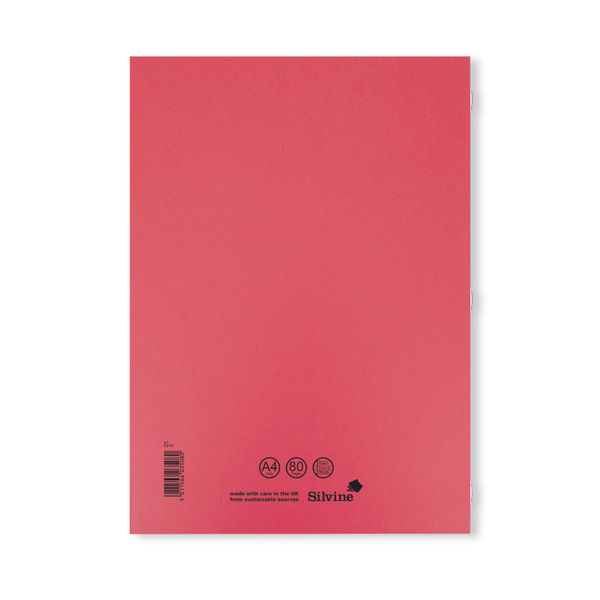 Silvine Exercise Book Ruled with Margin A4 Red (Pack of 10) EX107