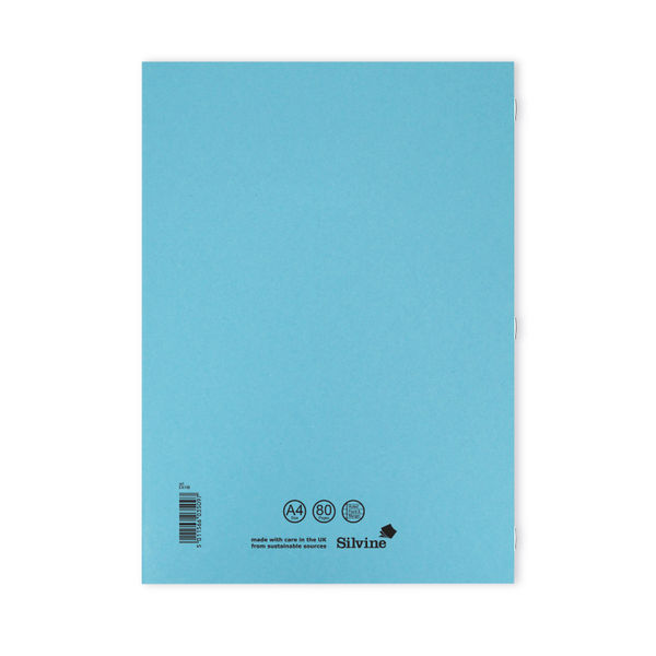 Silvine A4 Exercise Book Lined Margin Blue Pack of 10 | SV43509