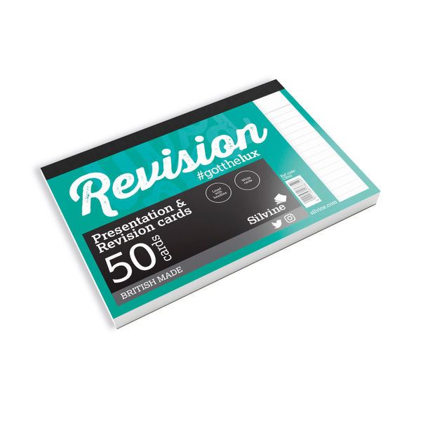 Silvine Revision Card Notepad 50 Card White (Pack of 1000) CR50