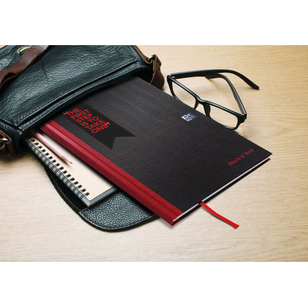 Black n' Red Feint Ruled A4 Casebound Notebook - (Pack of 5)