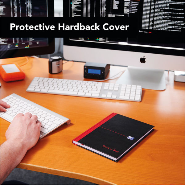Black n Red A5 Casebound Hardback Feint Ruled Notebook - Pack of 5 - E66857