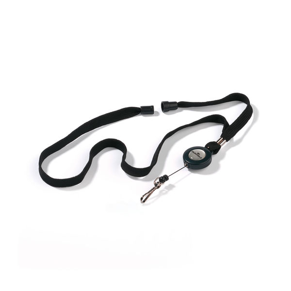 Durable Textile Lanyard with Badge Reel Black (Pack of 10) 8223/01