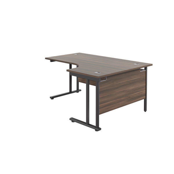 Jemini Radial Right Hand Double Upright Cantilever Desk 1800x1200x730mm Dark Walnut/Black KF803805